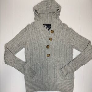 Tommy Hilfiger Hooded Grey Cable Knit Sweater- Large